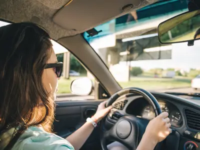 Woman driving a car