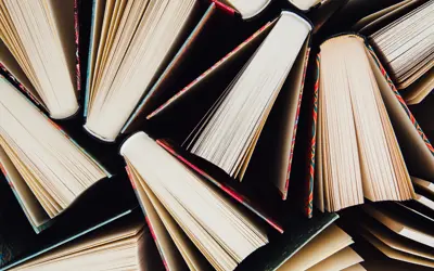 Multiple books photographed from above