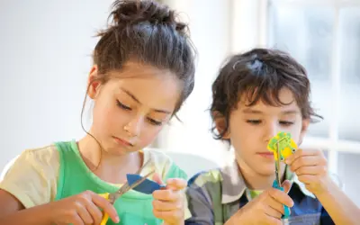 Two kids crafting