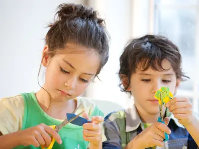 Two kids crafting