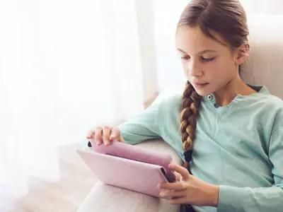 Girl using an eReader